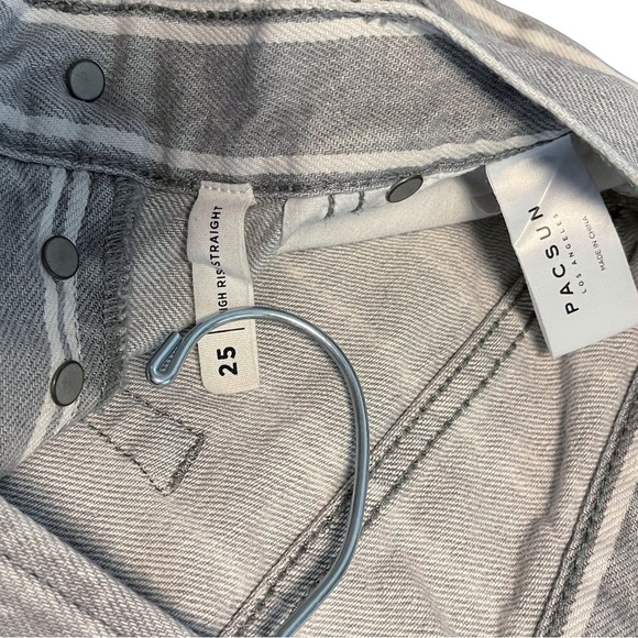 PacSun Gray Double Stripe High Waisted Straight Leg Jeans 25 - Picture 13 of 14